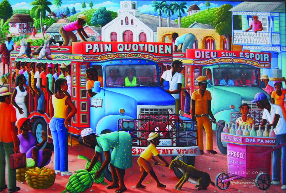 Marché d’Afriqueine paysage urbain Peintures à l'huile